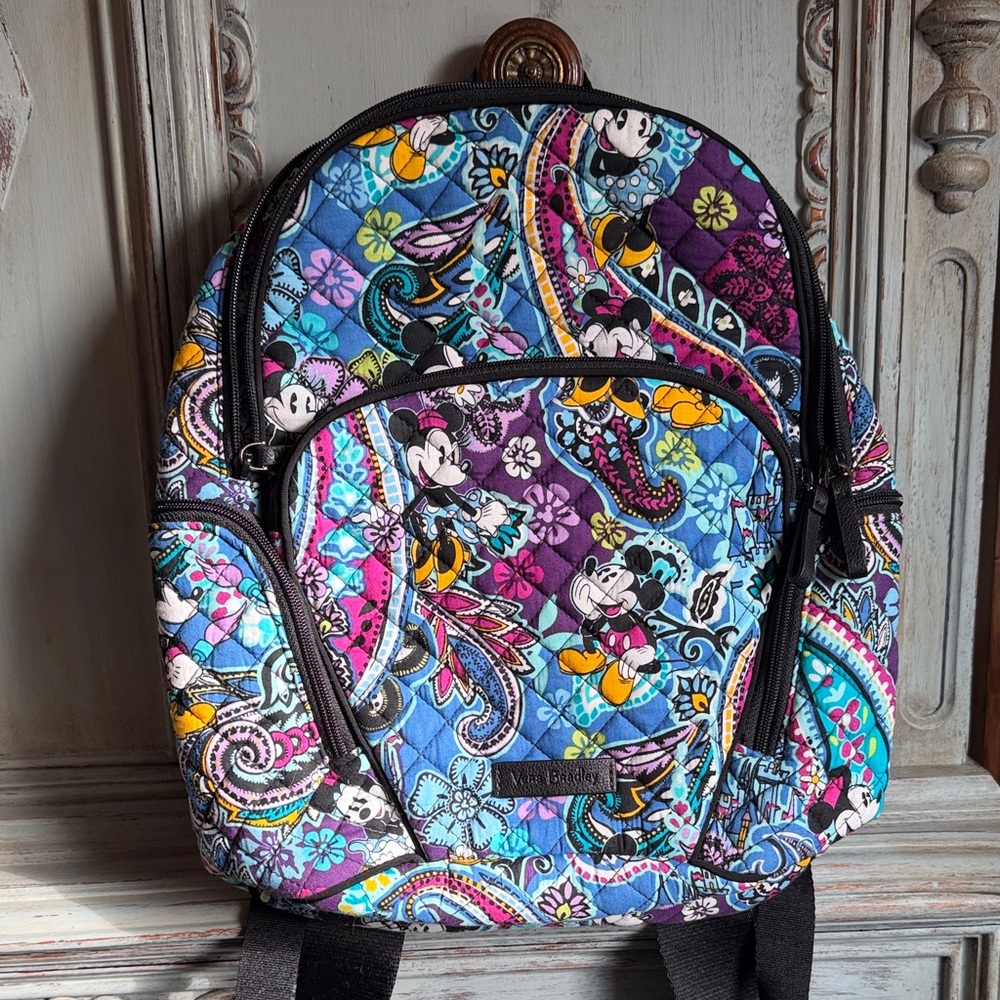 Vera Bradley Iconic Hadley Backpack featuring Mickey & Minnie Mouse w/castle